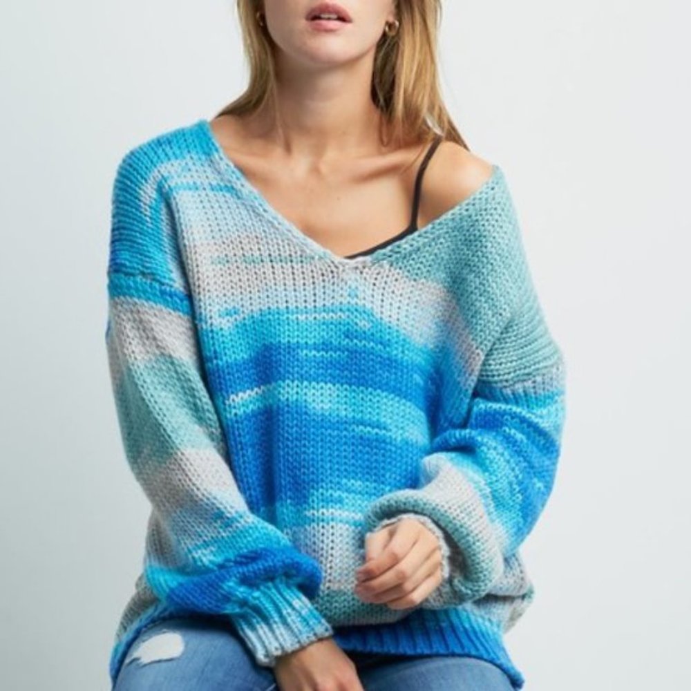 SOLD OUT! BLUE HUES KNIT SWEATER TOP - Picture 2 of 4